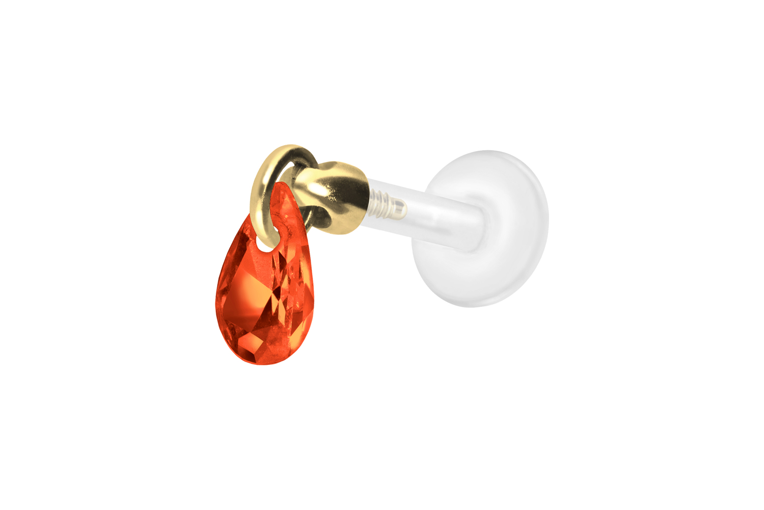 PTFE Labret Piercing mit Innengewinde + Titan-Aufsatz KRISTALLTROPFEN